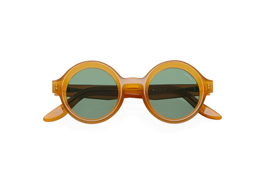 AMBER MOSS - ACETATE AMBER | SOLID GREEN LENSES